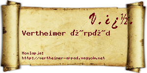 Vertheimer Árpád névjegykártya